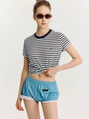 Minimalist Embroidered Stripe T-Shirt