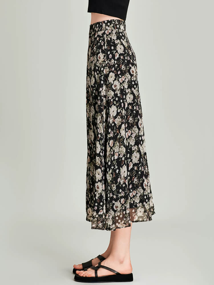 Vintage Ditsy Floral Flowy Midi Skirt - Image 4